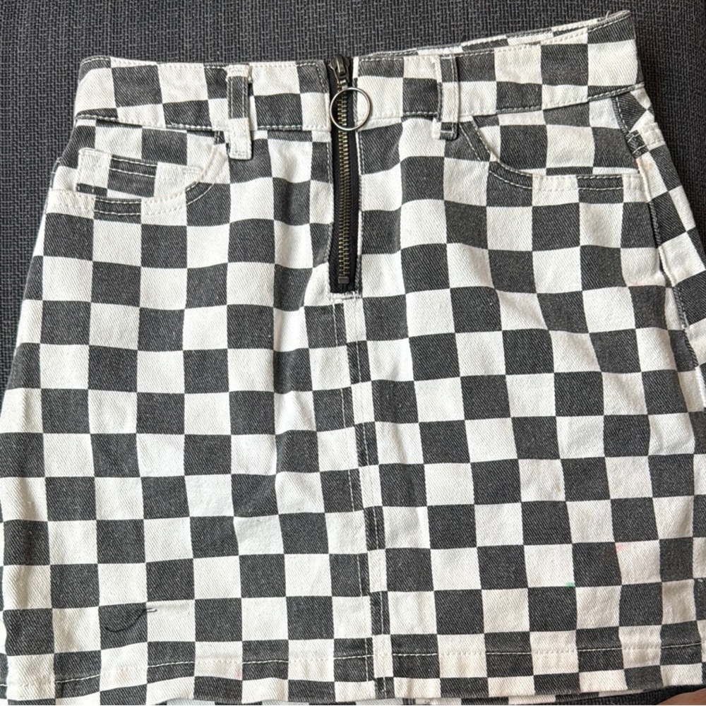 BDG Monochrome Checkered Mini Skirt